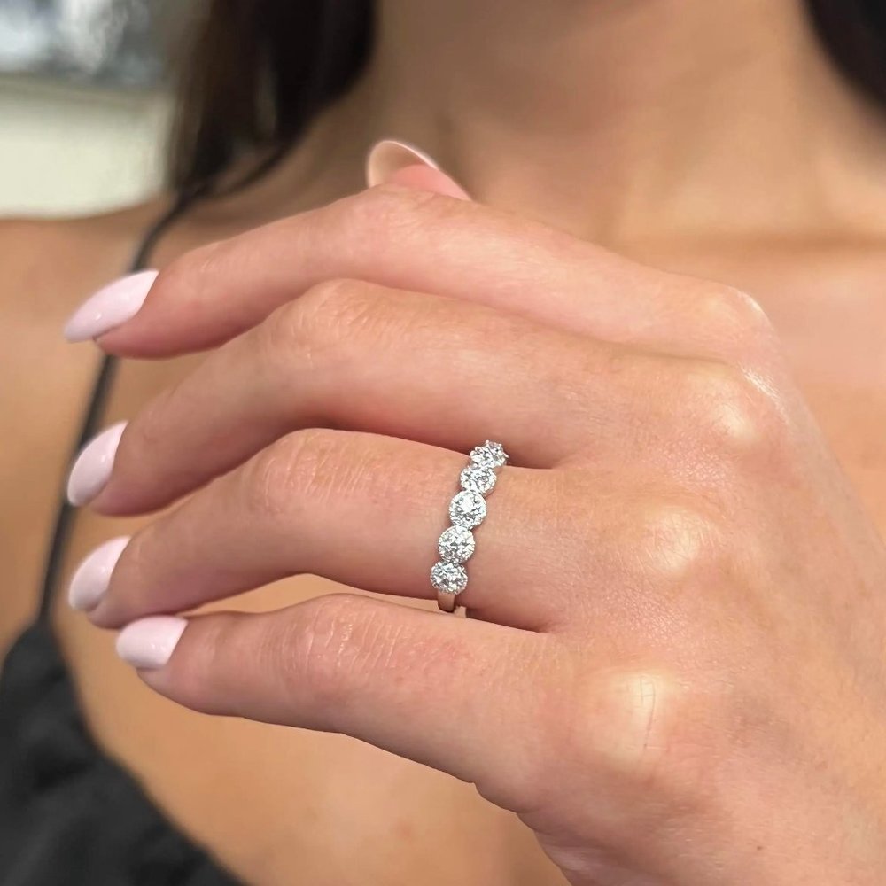 Messika Alliance Joy Demi-Tour Diamond Ring 18K White Gold Size 52 US 6